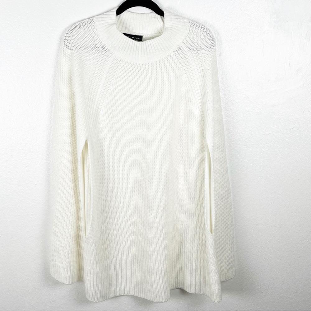 LANE BRYANT White Oversized Arm Openings Knit Poncho Sweater Size 28 Neutral